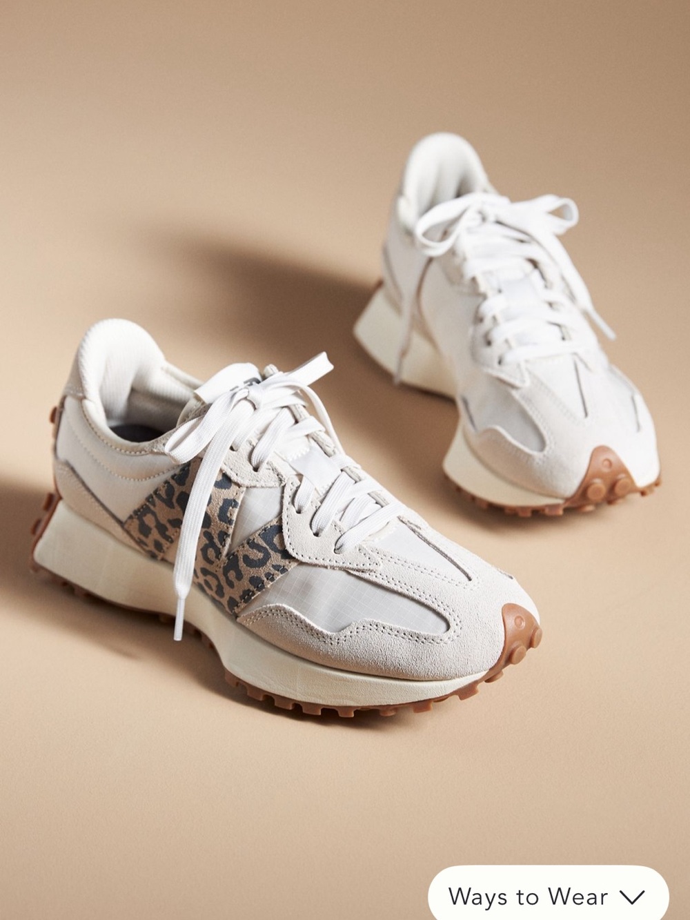 New Balance 327  Sneakers with Leopard Accent and Tan Soles 7.5 New